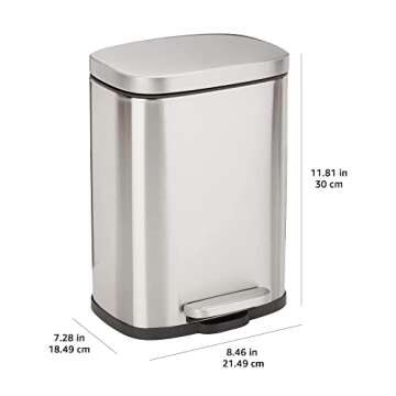 Stylish Amazon Basics Mini Trash Can with Soft-Close Feature
