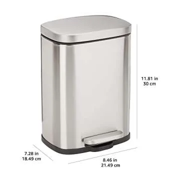 Stylish Amazon Basics Mini Trash Can with Soft-Close Feature