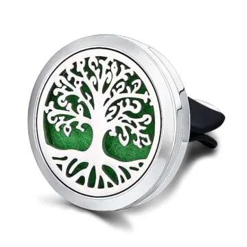 LKLDM 2PCS 30mm Car Aromatherapy Essential Oil Diffuser Stainless Steel Locket with Vent Clip 30 Fel...