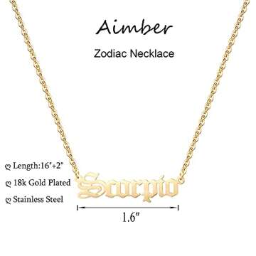 Aimber Golden Scorpio Zodiac Astrology Necklace for Women