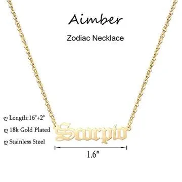 Aimber Golden Scorpio Zodiac Astrology Necklace for Women