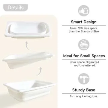 Beright 2 Pack Storage Bins, Collapsible Wash Basin Folding Dish Tub Sink, Space Saving for Dishing, Fruit, and Camping, Hiking and Home, White, 2 in 1 Set