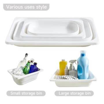 Beright 2 Pack Storage Bins, Collapsible Wash Basin Folding Dish Tub Sink, Space Saving for Dishing, Fruit, and Camping, Hiking and Home, White, 2 in 1 Set