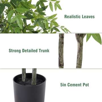 Artificial Bamboo Silk Tree, 6ft Tall Faux Bamboo Plant with 1155 Evergreen Bamboo Leaves, Lifelike Zen Style Artificial Trees in Pot for Home Office Indoor Outdoor Decor