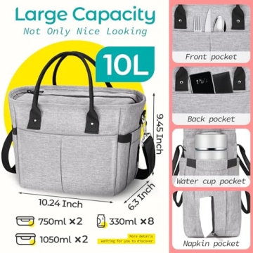 KIPBELIF Stylish Insulated Lunch Bag for Women - Roomy & Functional