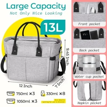 KIPBELIF Stylish Insulated Lunch Bag for Women - Roomy & Functional