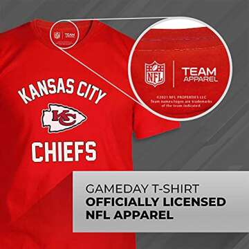 Team Fan Apparel NFL Adult Gameday T-Shirt - Cotton Blend - Tagless - Semi-Fitted - Unleash Your Team Spirit During Game Day (Kansas City Chiefs - Red, Small)