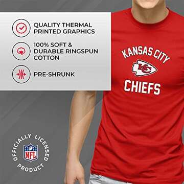 Team Fan Apparel NFL Adult Gameday T-Shirt - Cotton Blend - Tagless - Semi-Fitted - Unleash Your Team Spirit During Game Day (Kansas City Chiefs - Red, Small)