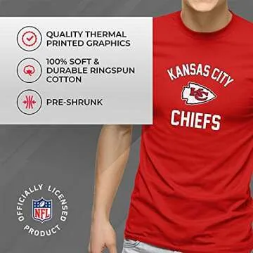 Team Fan Apparel NFL Adult Gameday T-Shirt - Cotton Blend - Tagless - Semi-Fitted - Unleash Your Team Spirit During Game Day (Kansas City Chiefs - Red, Small)
