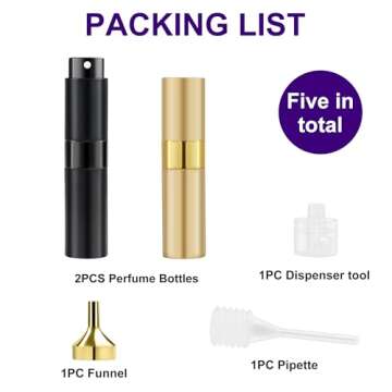 MDDRUIQI 8ML Perfume Travel Refillable Easter Basket Stuffers for Women Adults//Men Portable Perfume Atomizer Bottle Spray Bottles (Balck and Gold,2Pack)[Travel Essentials]