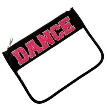 cqoogrlx Dance Recital Gifts Clear Makeup Letter Bag Dance Teacher Appreciation Gifts Dance Makeup Bag Chenille Letter Patch Cosmetic Bag Toiletry Zipper Pouch for Women Girls(Dance-black)