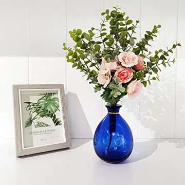 Elegant Blue Glass Vase for Home Decor Gifts