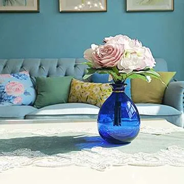Elegant Blue Glass Vase for Home Decor Gifts