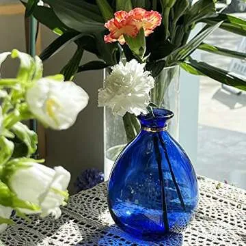 Elegant Blue Glass Vase for Home Decor Gifts