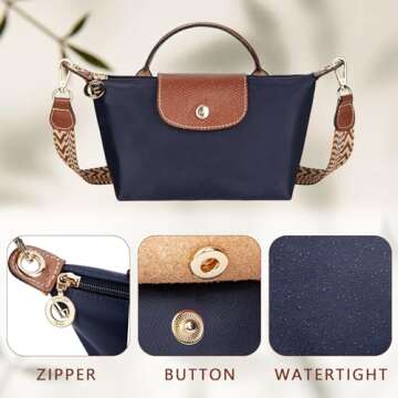 DOMAT Crossbody Bag for Women, Chic Lightweight Purse with Leather Top-handle, Compact Clutch Bag, Shoulder Handbag (Blue)