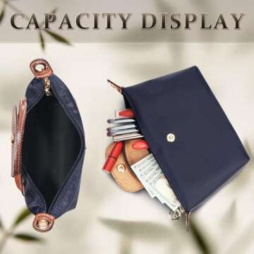 DOMAT Crossbody Bag for Women, Chic Lightweight Purse with Leather Top-handle, Compact Clutch Bag, Shoulder Handbag (Blue)