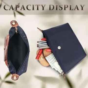 DOMAT Crossbody Bag for Women, Chic Lightweight Purse with Leather Top-handle, Compact Clutch Bag, Shoulder Handbag (Blue)