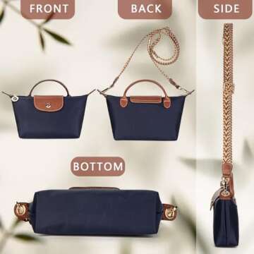 DOMAT Crossbody Bag for Women, Chic Lightweight Purse with Leather Top-handle, Compact Clutch Bag, Shoulder Handbag (Blue)