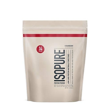 Isopure 100% Pure Whey Isolate Protein Powder, Strawberry Flavor, 25g Protein per Serv.