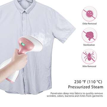 Plemo Portable Garment Steamer, 260ml Handheld Fabric Steamer Fast Heat-up Powerful Travel Steamer for Clothes