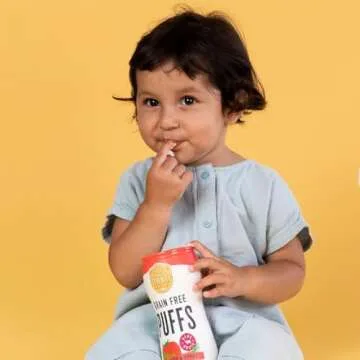 Serenity Kids 6+ Months Grain Free Puffs Toddler & Baby Snack | No Added Sugar, Gluten & Rice Free, Allergen Free | Made with Organic Cassava, Veggies, and Herbs | Tomato & Mushroom | 1 Count