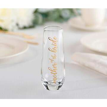 Lillian Rose Mother of Bride Stemless Champagne Wedding Toasting Glass - Elegant Keepsake