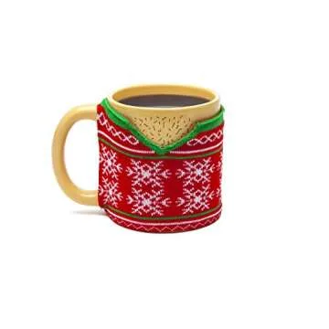 BigMouth Inc Ugly Sweater Coffee Mug, Man's Hairy Bare Chest Coffee Cup, Ceramic Mug with Removable ...
