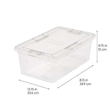 IRIS USA 7 Quarts Plastic Storage Container Bin with Latching Lid, 12 Pack, Nestable Box Tote Closet Game Organization Teacher Tools Art Supplies Shoe Shoebox Stackable