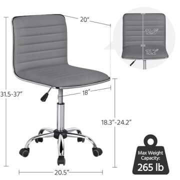 Ergonomic Yaheetech Armless Task Office Chair with Wheels
