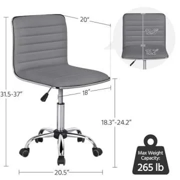 Ergonomic Yaheetech Armless Task Office Chair with Wheels