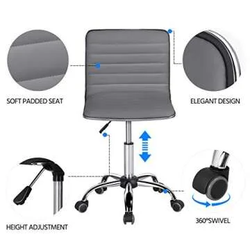 Ergonomic Yaheetech Armless Task Office Chair with Wheels