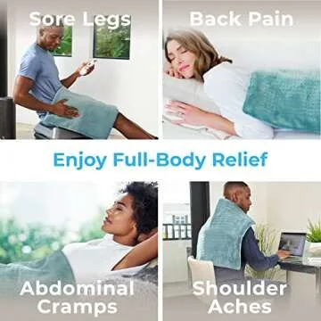 Pure Enrichment PureRelief Ultra-Wide Microplush Heating Pad - 20” x 24” XXL Size & 6 Heat Settings for Temporary Neck, Shoulder & Back Pain Relief - Moist Heat Option & Machine Washable (Sea Glass)
