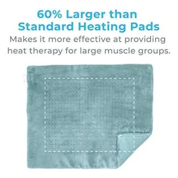 Pure Enrichment PureRelief Ultra-Wide Microplush Heating Pad - 20” x 24” XXL Size & 6 Heat Settings for Temporary Neck, Shoulder & Back Pain Relief - Moist Heat Option & Machine Washable (Sea Glass)