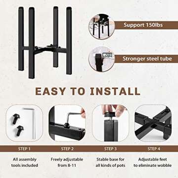 Lamberia Metal Tall Plant Stand, Mid Century Modern Metal Pot Stand，Modern Adjustable Indoor Outdoor Plant Holder，Plant Display Rack Fits Pots Sizes 8-11" (Pot Not Included)