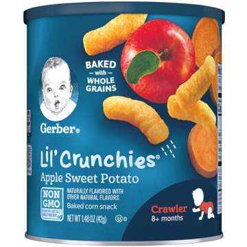 Gerber Lil Crunchies Variety Pack, 2 Garden Tomato, 2 Apple Sweet Potato, 2 Mild Cheddar, 1.48 OZ each (6 CT)
