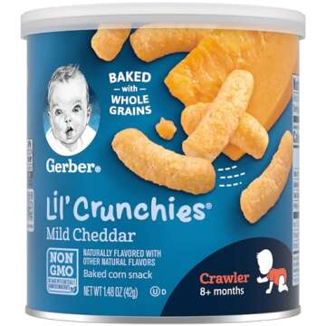 Gerber Lil Crunchies Variety Pack, 2 Garden Tomato, 2 Apple Sweet Potato, 2 Mild Cheddar, 1.48 OZ each (6 CT)