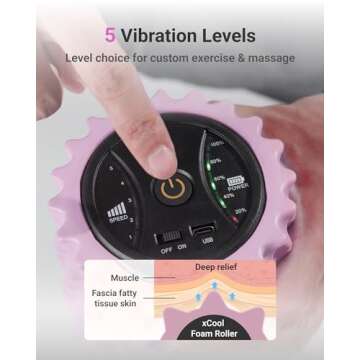 XCOOL Vibrating Foam Roller, 5-Speed Back Roller Foam for Back Pain, High-Density Massage Roller for Muscles, Deep Tissue Foam Roller for Back, Muscle Massage, Exercise, Physical Therapy (Pink)