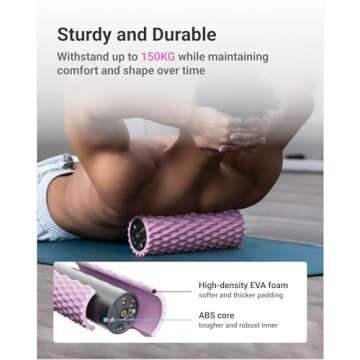 XCOOL Vibrating Foam Roller, 5-Speed Back Roller Foam for Back Pain, High-Density Massage Roller for Muscles, Deep Tissue Foam Roller for Back, Muscle Massage, Exercise, Physical Therapy (Pink)