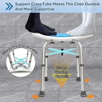 Bcareself Shower Stool Heavy Duty Shower Chair for Inside Shower Narrow Bathtub Shower Saet Height A...