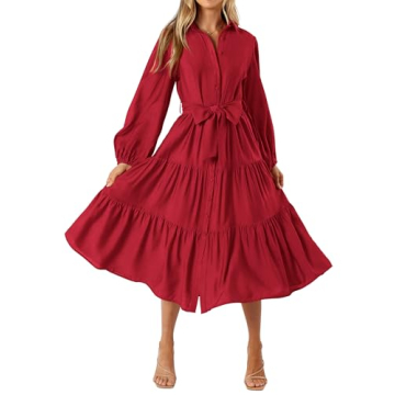 MASCOMODA Women’s Long Sleeve V Neck Midi Dress - Perfect for Every Occasion