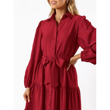 MASCOMODA Fall Midi Dress with Long Sleeves and Pockets