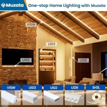 Muzata 20Pack 3.3FT/1M V Shape LED Channel Silver Aluminum LED Strip Diffuser Channel with Milky White Cover Frosted Corner Lighting Easy Installation V1SW WW 1M