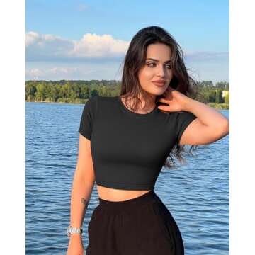 OQQ Women’s 3 Piece Crop Tops - Stylish Comfort for All Occasions