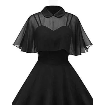 GownTown Women's 1950s Cloak Two-Piece Cocktail Dress Black