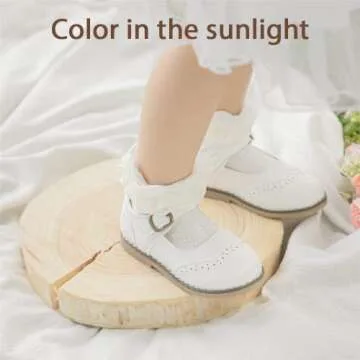 Meckior Toddler Girls Easter White Dress Shoes Little Flower Girl Wedding Mary Jane Flats Bowknot Princess Party School Shoes