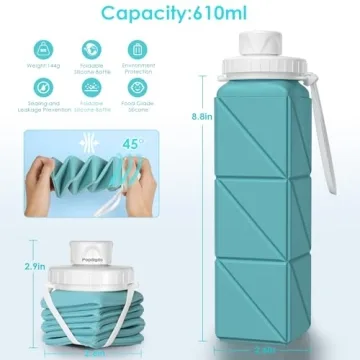 Popdigito Collapsible Water Bottles Leakproof BPA-Free 610ml