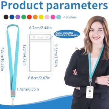 10 Pack Cruise Lanyard with Waterproof ID Card Holder Durable Lanyard with ID Badge Holder Clear ID Badge Card with Colorful Lanyards for Cruises Ships Cards Keys Carnival Sail (10 Colors)