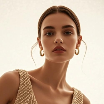 Gacimy Chunky Gold Hoop Earrings 14K Plated Sterling Silver