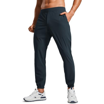 CRZ YOGA Athletic Joggers for Men - Lightweight Running Training Pants with Zip Pockets and Ankle Zi...