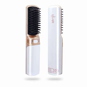 IHHAIR Hot Hair Straightener Brush,Portable Mini Cordless Hair Straightener with Travel Size USB Rec...